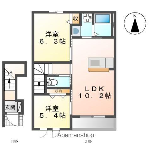 ツインズⅡ(2LDK/2階)の間取り写真