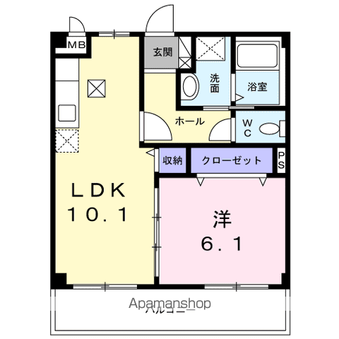 アテレード(1LDK/1階)の間取り写真