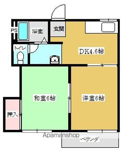 グリーンハイツ(2K/1階)の間取り写真