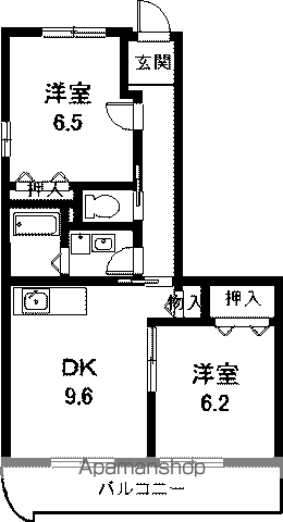 エステート楠(2DK/4階)の間取り写真