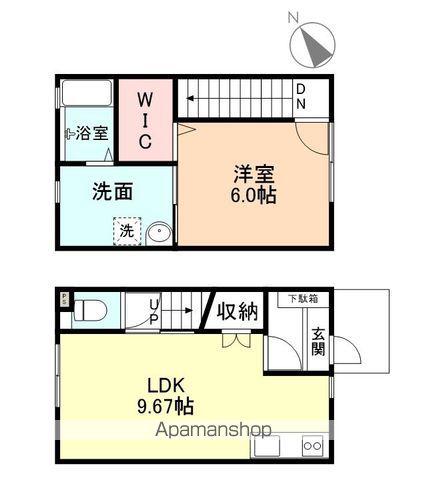 ビオラ新富山(1LDK/1階)の間取り写真