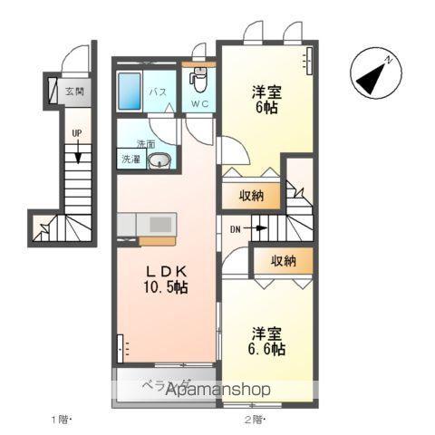 プラッツ・ステージⅠ(2LDK/2階)の間取り写真