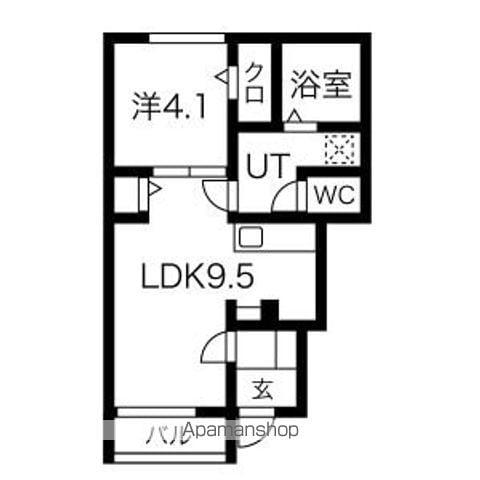 アスガルドB棟(1LDK/1階)の間取り写真