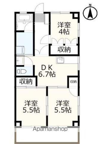 サンヒルズ太田北(3DK/5階)の間取り写真