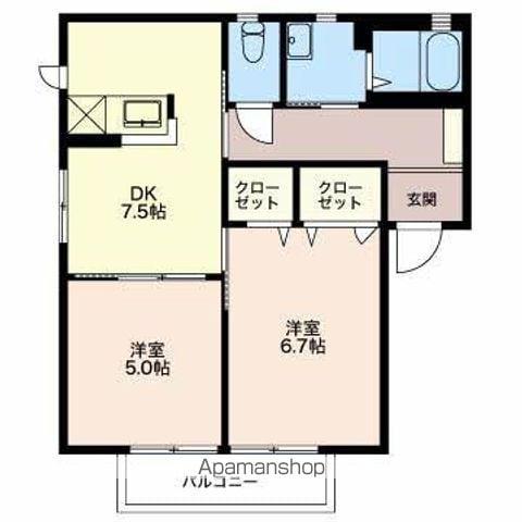 ラフィードD(2DK/1階)の間取り写真