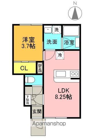 SUITE磐梯D(1LDK/1階)の間取り写真