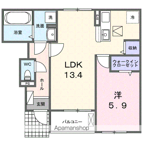 プロムナード大神Ⅱ(1LDK/1階)の間取り写真