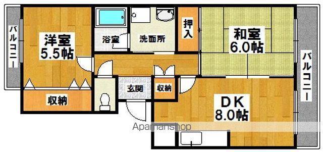 ピアコート弐番館(2DK/3階)の間取り写真