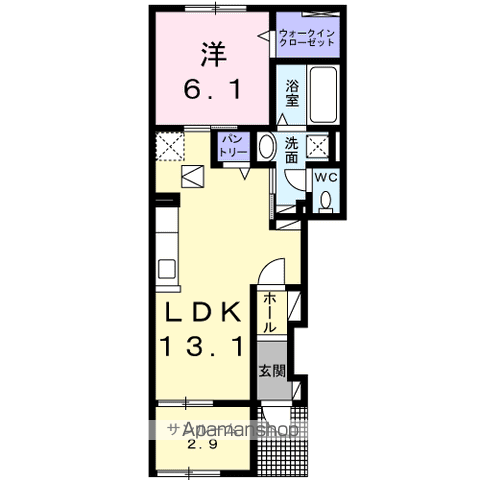 サリーレⅢ(1LDK/1階)の間取り写真