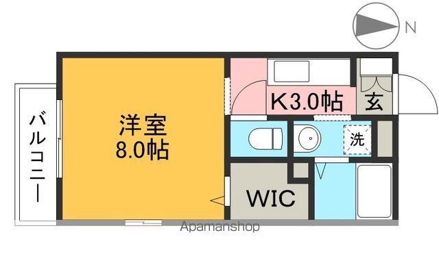 イエローコート北棟(1K/1階)の間取り写真