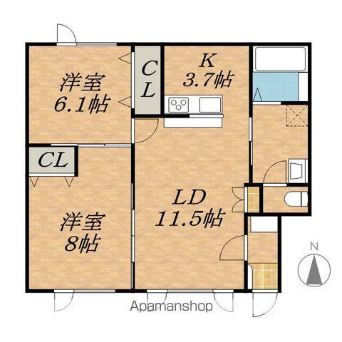 PRENDRE(2LDK/1階)の間取り写真
