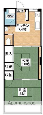 ラフィネス清水(2DK/2階)の間取り写真