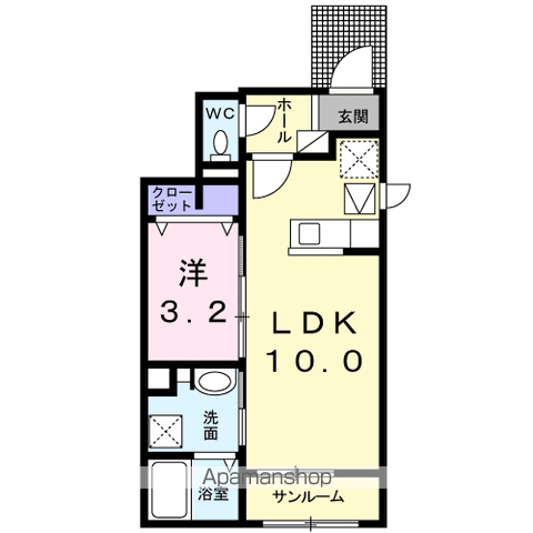 ドルチェ ルーチェ Ⅱ(1LDK/1階)の間取り写真
