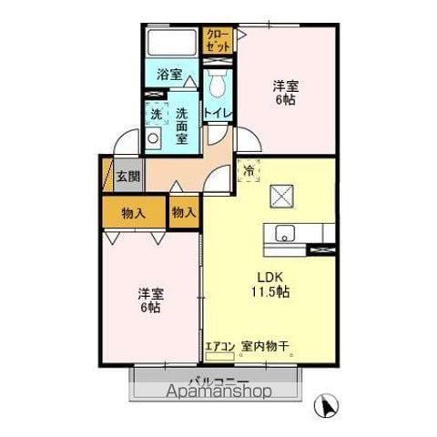 カプチーノG(2LDK/1階)の間取り写真