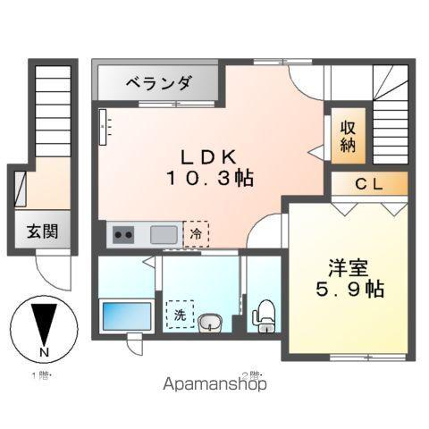グリーンハイツ フジタ(1LDK/2階)の間取り写真