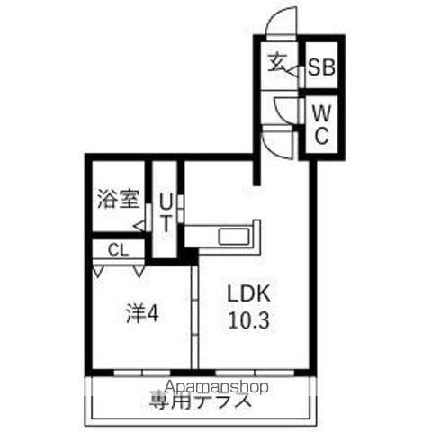 ALIVIS宮の森(1LDK/1階)の間取り写真