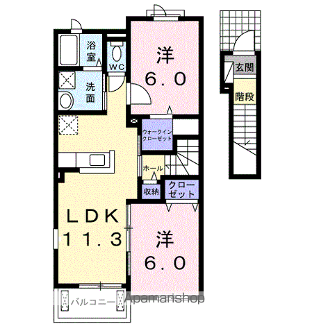 サニーレジデンスⅣ(2LDK/2階)の間取り写真