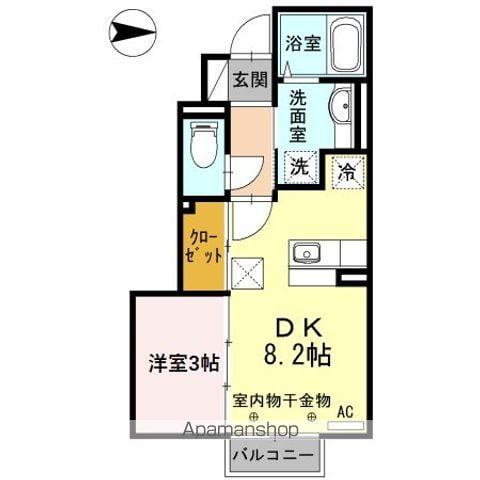 タスカータソルテ松島B棟(1DK/1階)の間取り写真