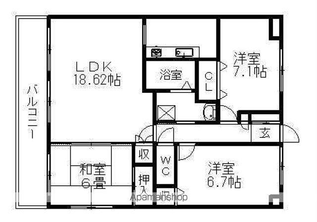ファヴォール白壁(3LDK/6階)の間取り写真
