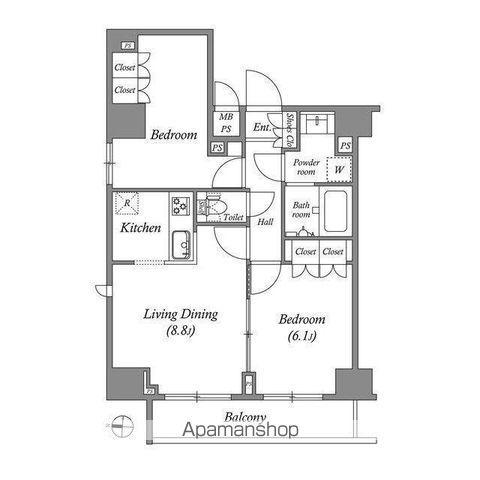 GRAN PASEO両国ノース(2LDK/7階)の間取り写真