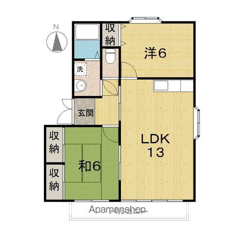 ハイツリトルクレーンⅠ(2LDK/2階)の間取り写真