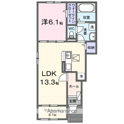 カーサ アリエル Ⅱ(1LDK/1階)の間取り写真