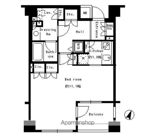パークアクシス日本橋人形町(1K/5階)の間取り写真