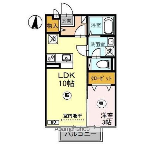 グリーンリーフ(1LDK/2階)の間取り写真