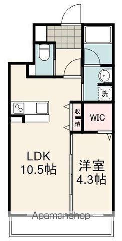 タウンヒルズ草薙(1LDK/1階)の間取り写真
