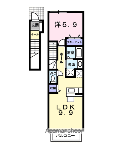 ティーハーベストC(1LDK/2階)の間取り写真