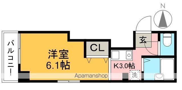 リヴィエラ上町Ⅱ(1K/3階)の間取り写真