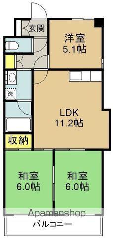 シャトル山手Ⅱ(3LDK/2階)の間取り写真