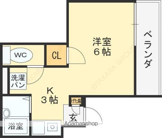 ガリューコート菱屋西(1K/1階)の間取り写真