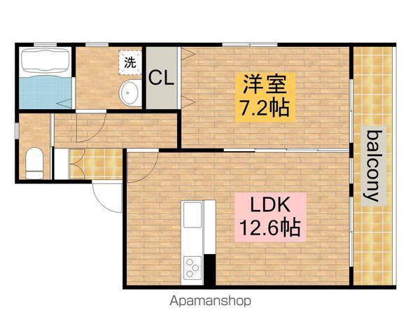 ウイングコート(1LDK/2階)の間取り写真