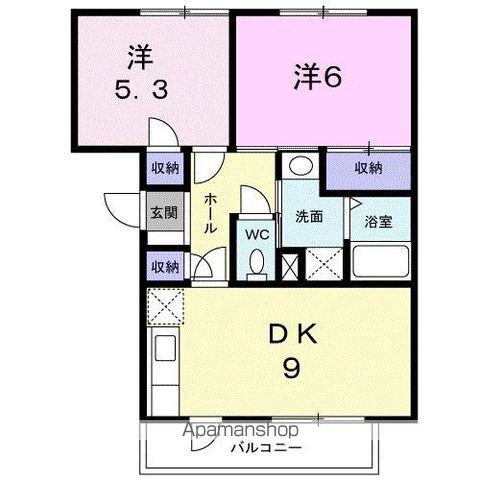 ニューエルディム土居(2DK/3階)の間取り写真