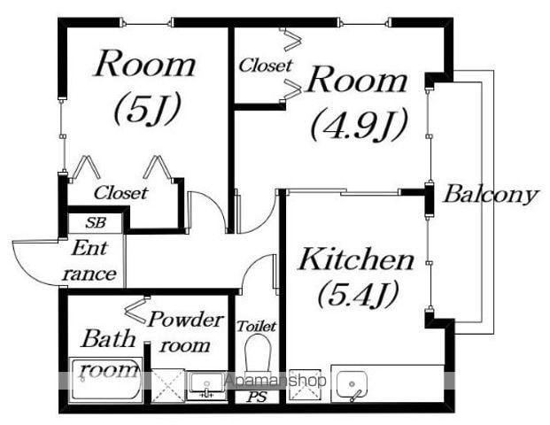 ルミエール小堀C(2K/2階)の間取り写真