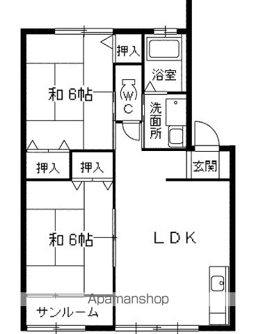パティオ・デンⅠ(2DK/1階)の間取り写真