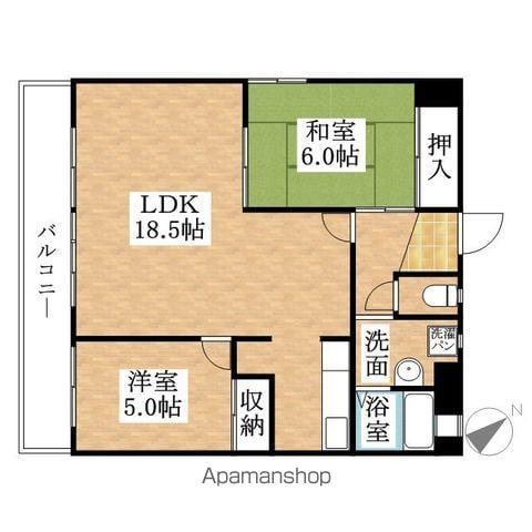 グランドミール中小田井(2LDK/2階)の間取り写真