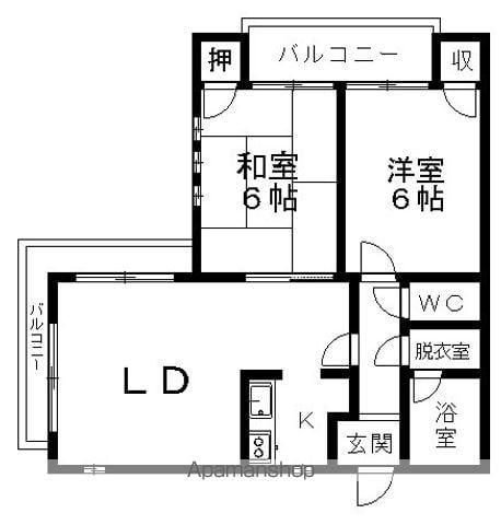 河上マンション(2LDK/3階)の間取り写真