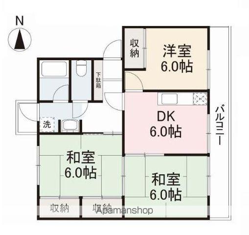 第二美鈴マンション(3DK/2階)の間取り写真