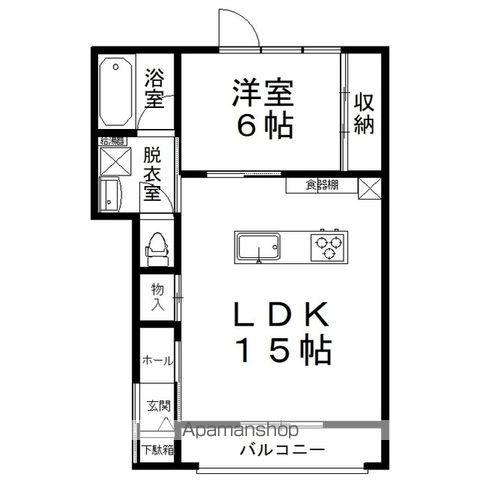 ステラ中ノ島(1LDK/1階)の間取り写真