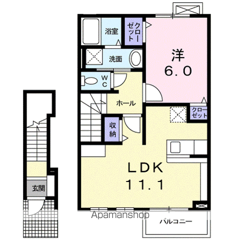 FELICE(1LDK/2階)の間取り写真