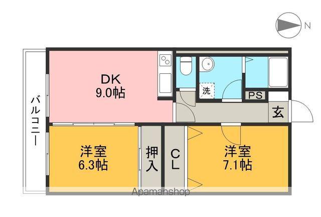 スカーレット(2DK/2階)の間取り写真