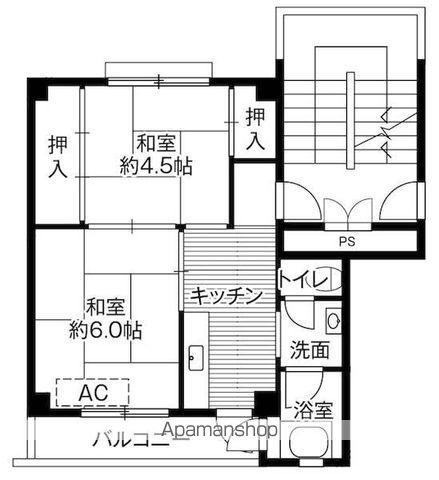 ビレッジハウス玖珂2号棟(2K/4階)の間取り写真