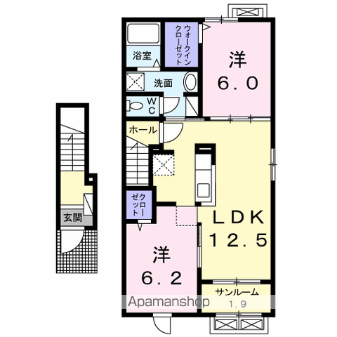 ヴィラフェリーチェ(2LDK/2階)の間取り写真