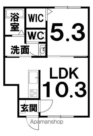 アプリコット緑ヶ丘(1LDK/2階)の間取り写真