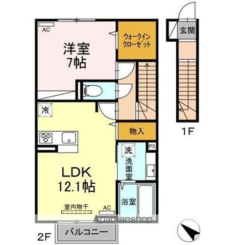 ジェントリー(1LDK/2階)の間取り写真