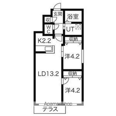 ミカーサ13(2LDK/1階)の間取り写真