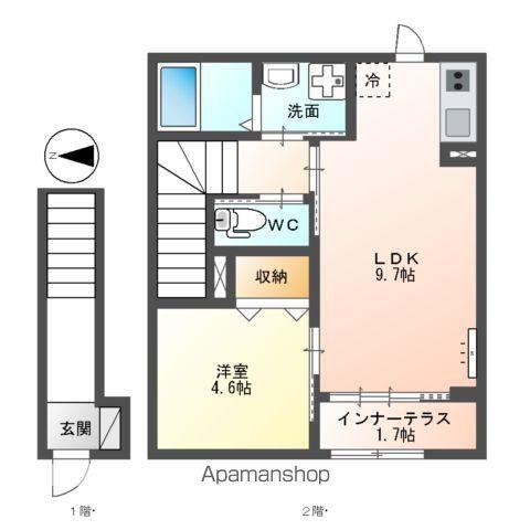 生野区巽西3丁目アパート工事(1LDK/2階)の間取り写真