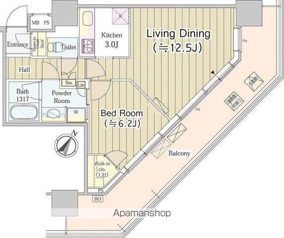 ユニゾンタワー(1LDK/13階)の間取り写真